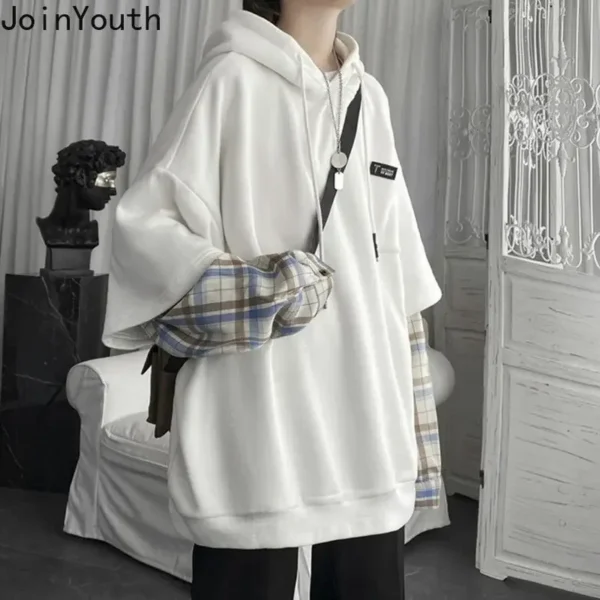 Women's Oversized  Plaid Hoodie - Image 2