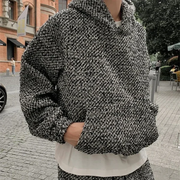 Retro Woolen Hoodie Suit - Image 3