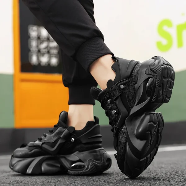Men’s Luxury Black Platform Sneakers - Image 3