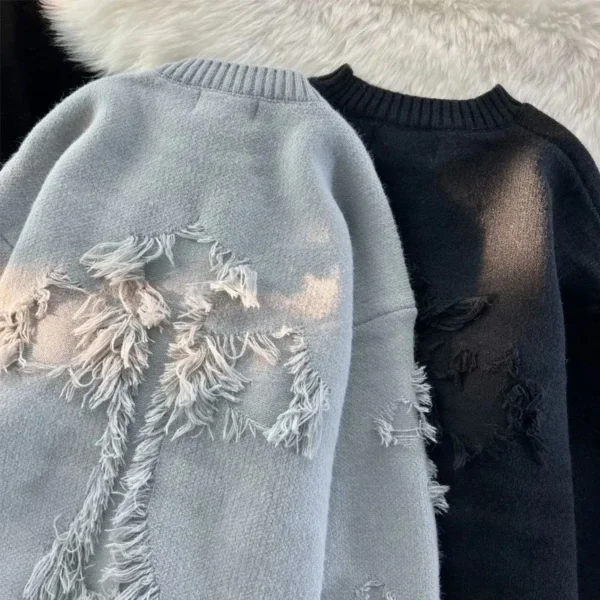 Retro Fringe Knit Sweater - Image 4
