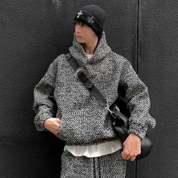 Retro Woolen Hoodie Suit - Image 5